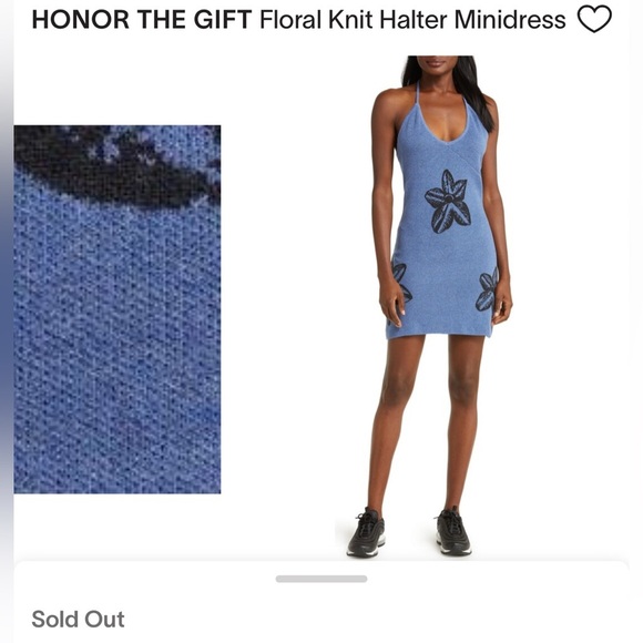 NWT Honor The Gift Floral Knit Halter Dress In Black Size Large NWT - Picture 8 of 13
